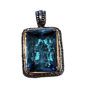 Double-sided Blue Topaz Colored Tree Necklace Pendant